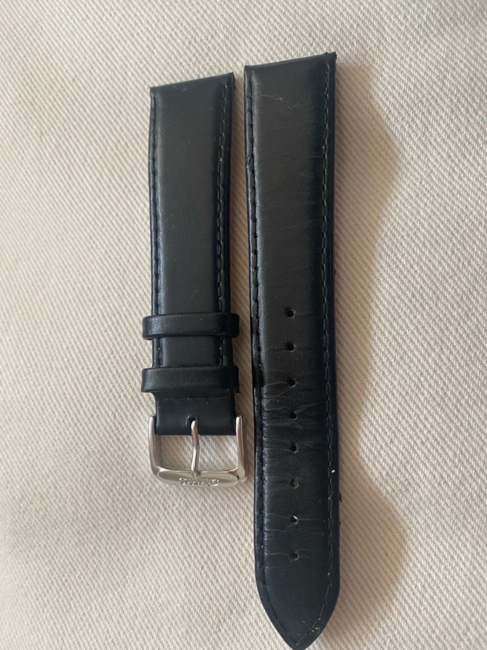 Black Leather Watch Strap with Silver Buckle Speidel Vintage 20mm (Pre-Owned)